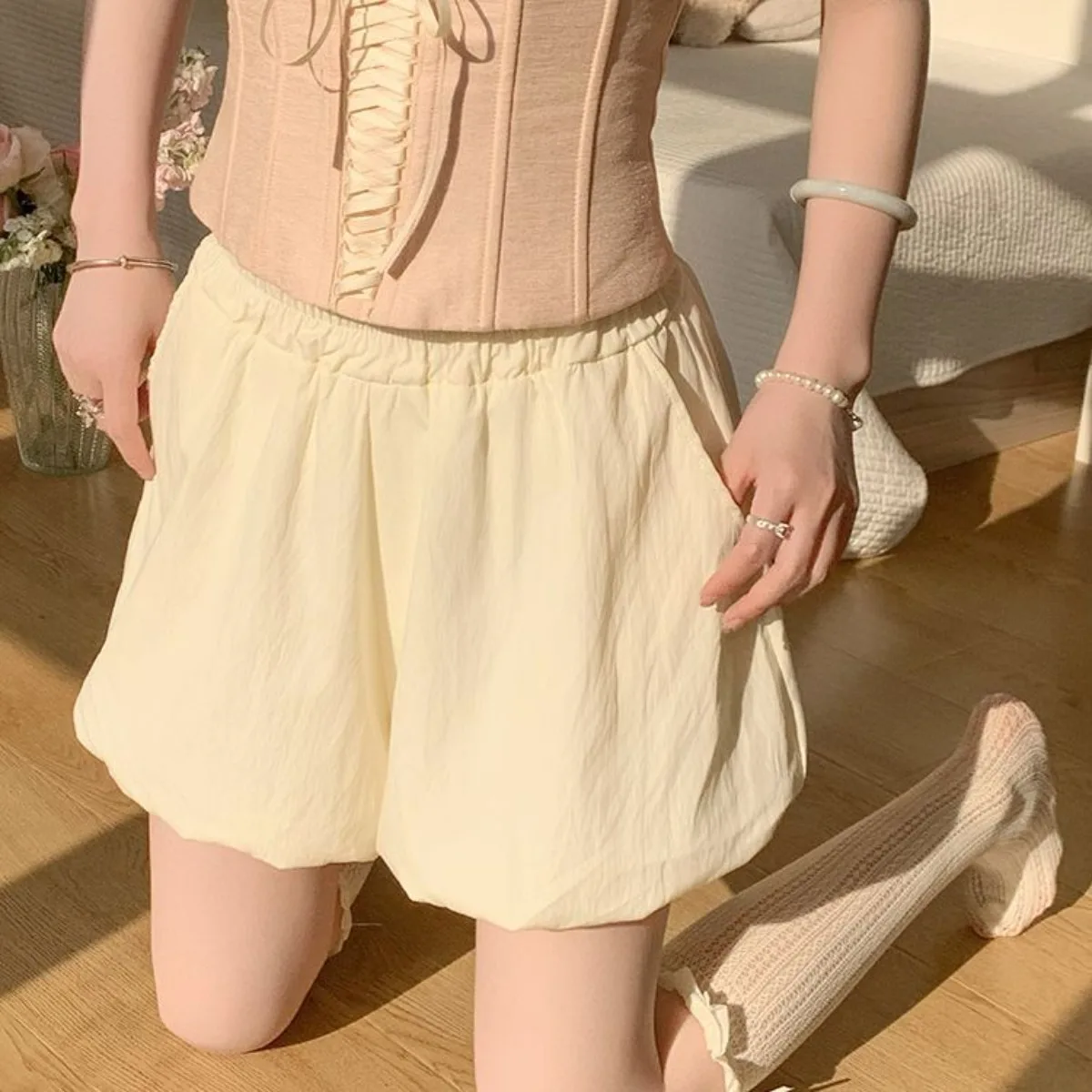 Pantalones bombachos japoneses Lolita para mujer, pantalones cortos de calabaza enagua de verano |   Braga pantalón de protección ropa interior portátil antiespicaduras para JK
