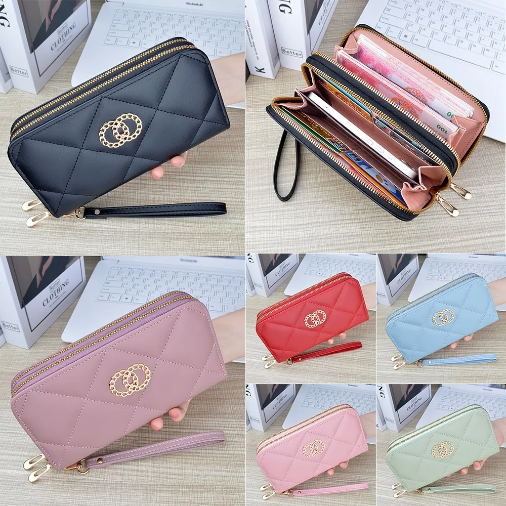 Fashion PU Leather Long Women Wallet Large Capacity Multipurpose Fashion Handbag Double Zipper Double Layer Wallet Women