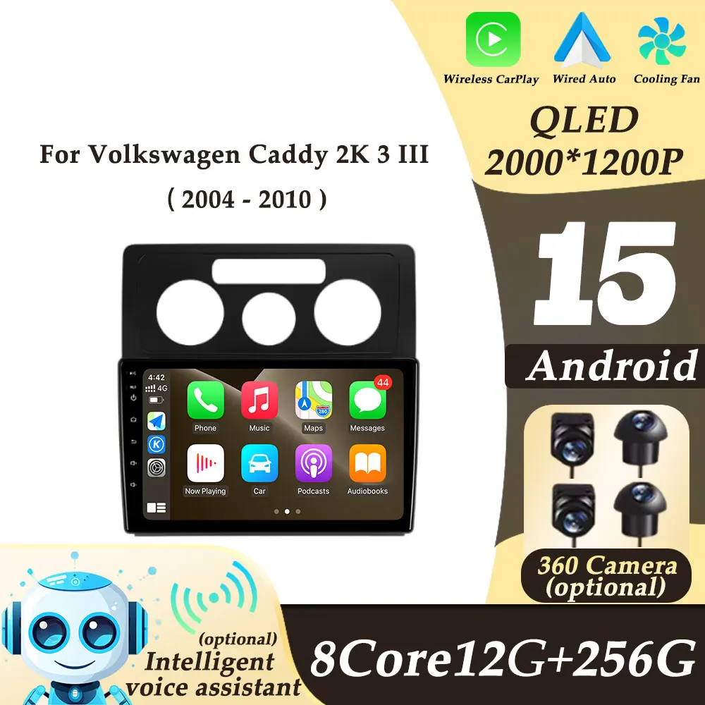 

For Volkswagen Caddy 2K 3 III 2004 - 2010 Wireless CarPlay Car Radio Multimedi Player Android Auto Split Screen Auto Tools WIFI