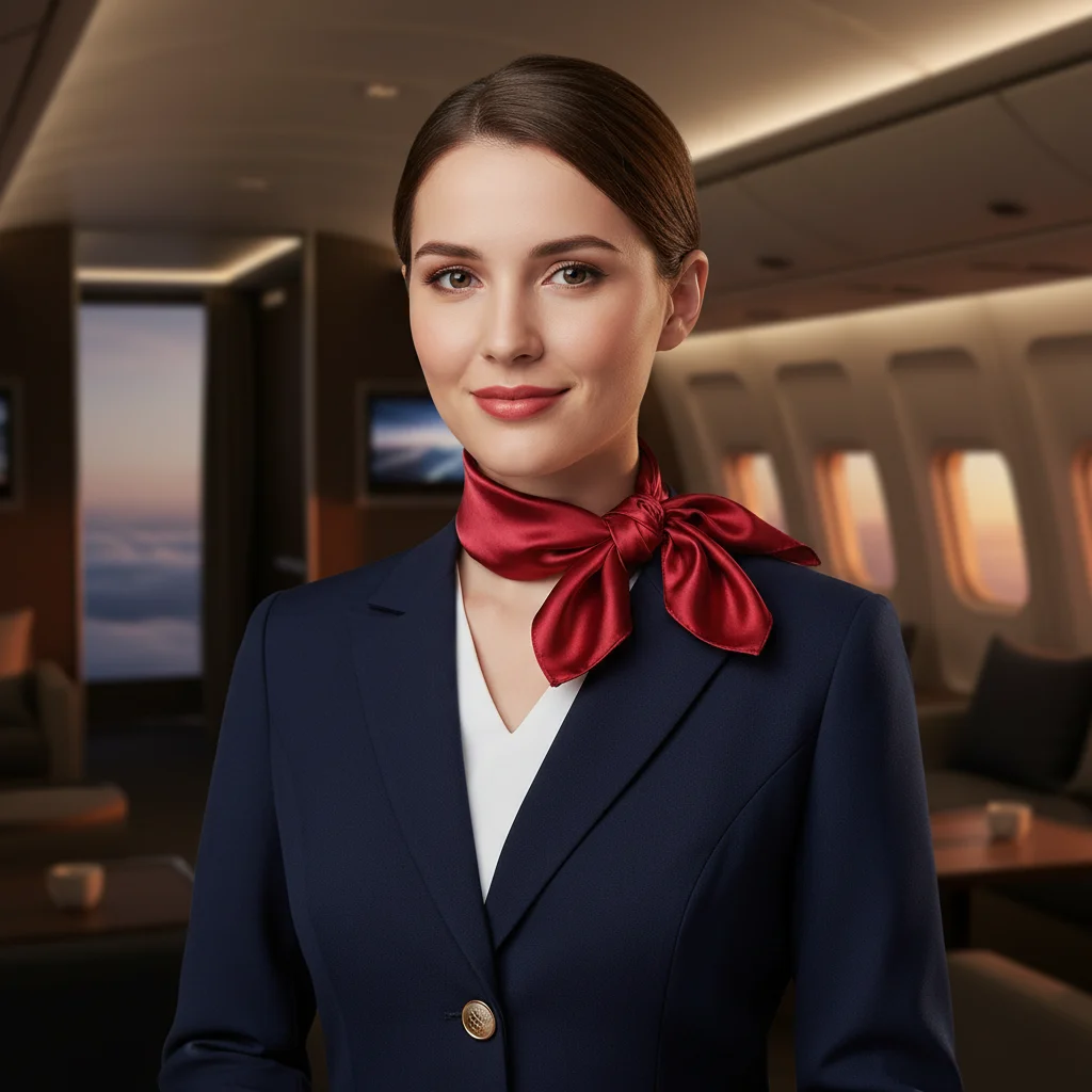 Silk Scarf for Women 90x90cm Satin Finish with 90 Color Options for Flight Attendant and Formal Occasions