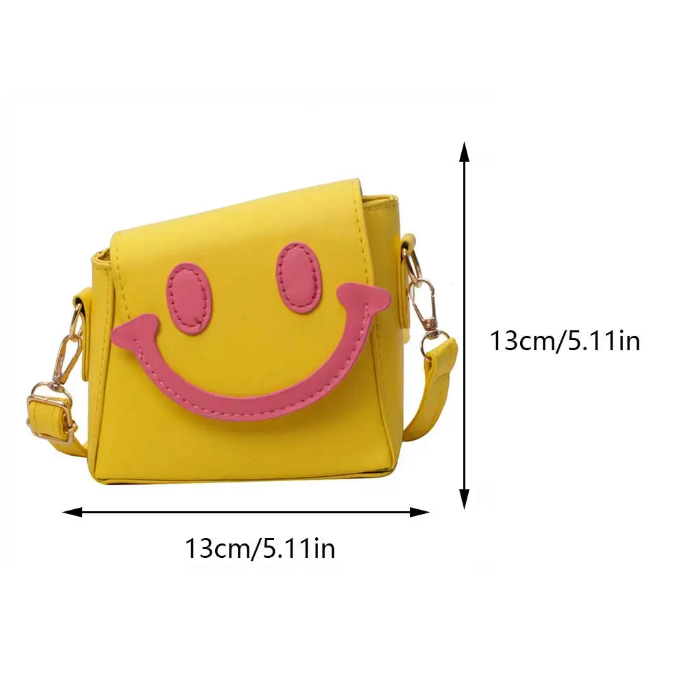 Women Smiling Face Bag PU Leather Mini Crossbody Bag Contrast Color Cartoon Shoulder Bag Female Summer Daily Bag