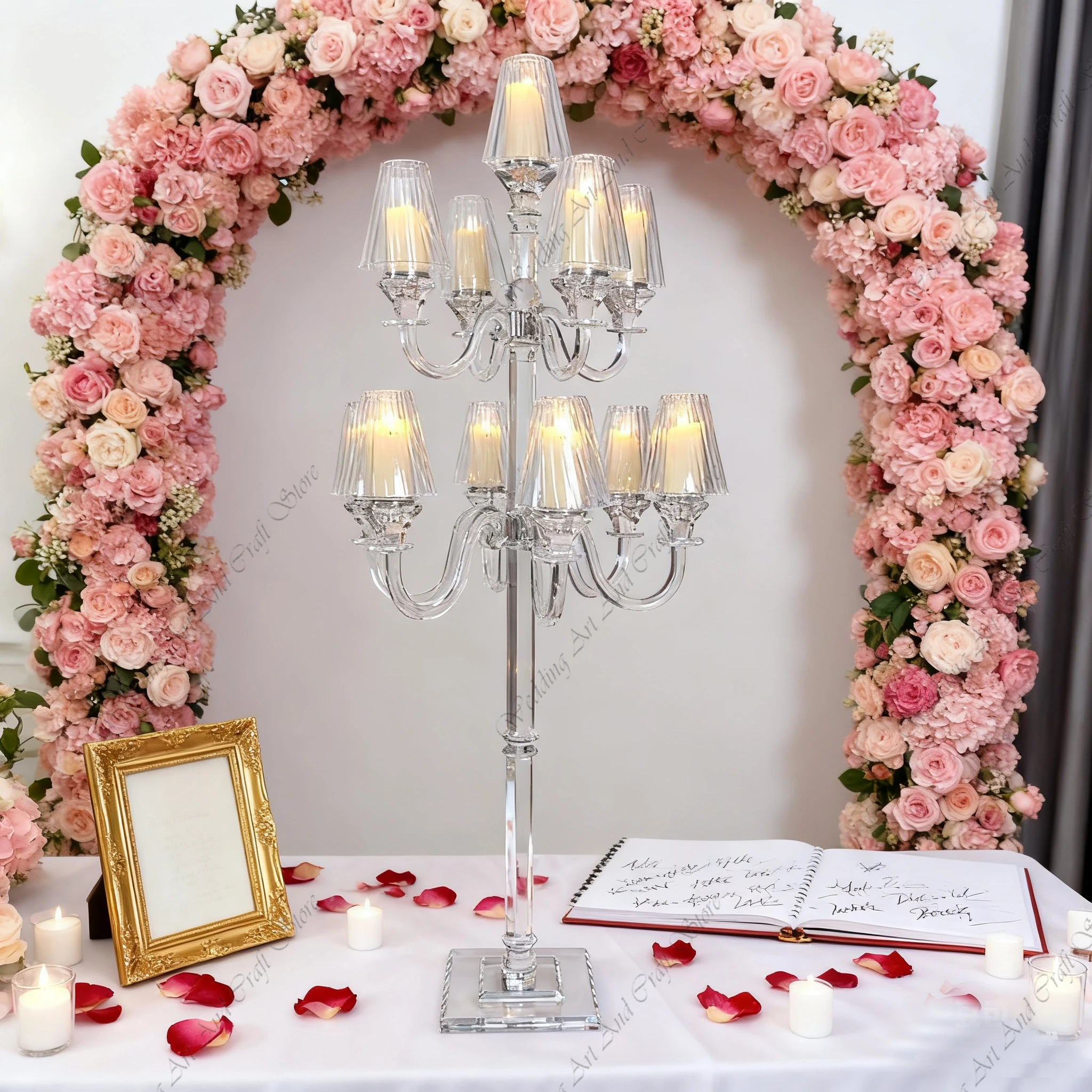 4pcs 100-130cm f30 Crystal Weddings Decoration Table Chandelier Centerpiece Flower Stand for Party Tables Decoration Centerpiece