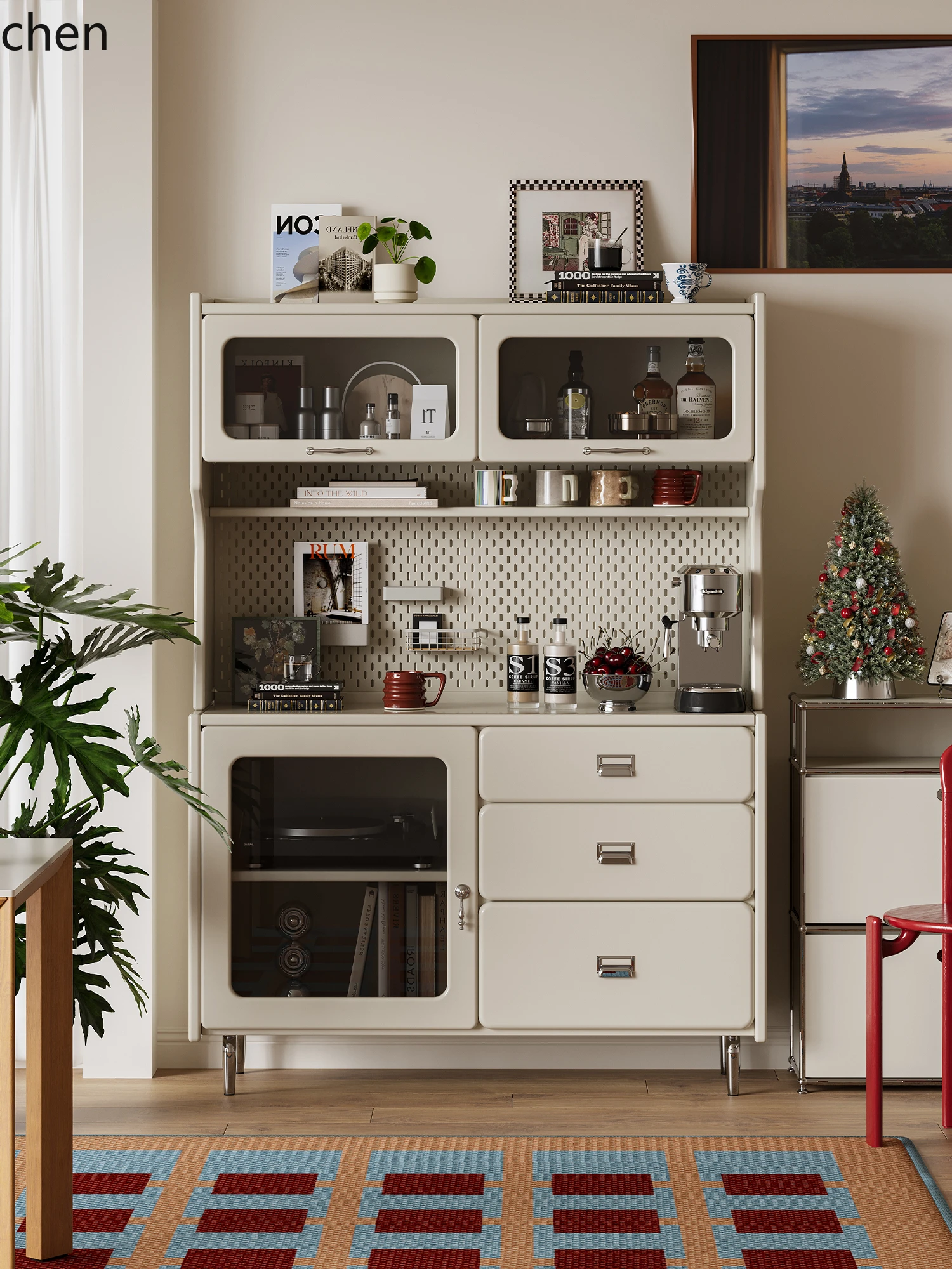 

ZML side cabinet shelf against the wall household living room glass tea cabinet