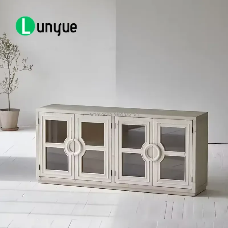 Modern Wooden Sideboard with Mirror Deluxe Living Room Cabinet Buffet Storage Furniture for Home Dining Room Decor