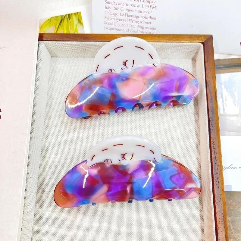 NEW Creative Colorful Spotted Moon Acetate Hair Claw French Retro Claw Clip Crab Hair Clip for Women Girls INS Hair Accessories
