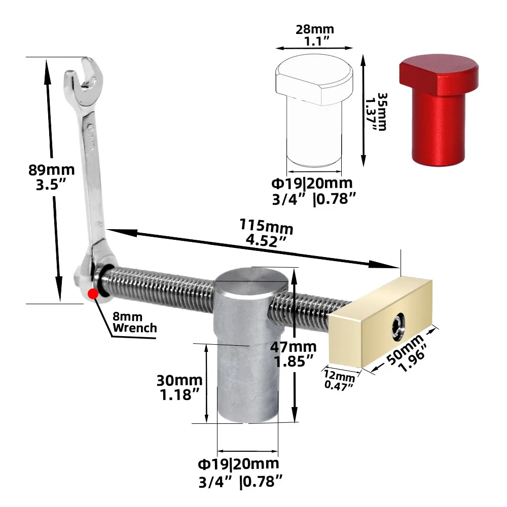 Woodworking Bench Dog Brake Inserts Workbench Fast Fixed Clip Clamp Brass Fixture Vise for 19/20mm Desktop Hole Carpenter Tools