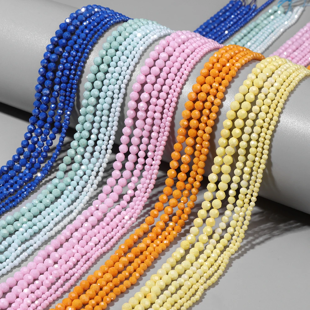 2/3/4mm Muticolor Dyed Zircon Faceted Stone Beads Purple Blue Yellow Loose Spacer Bead For Jewelry Making DIY Necklace Bracelets