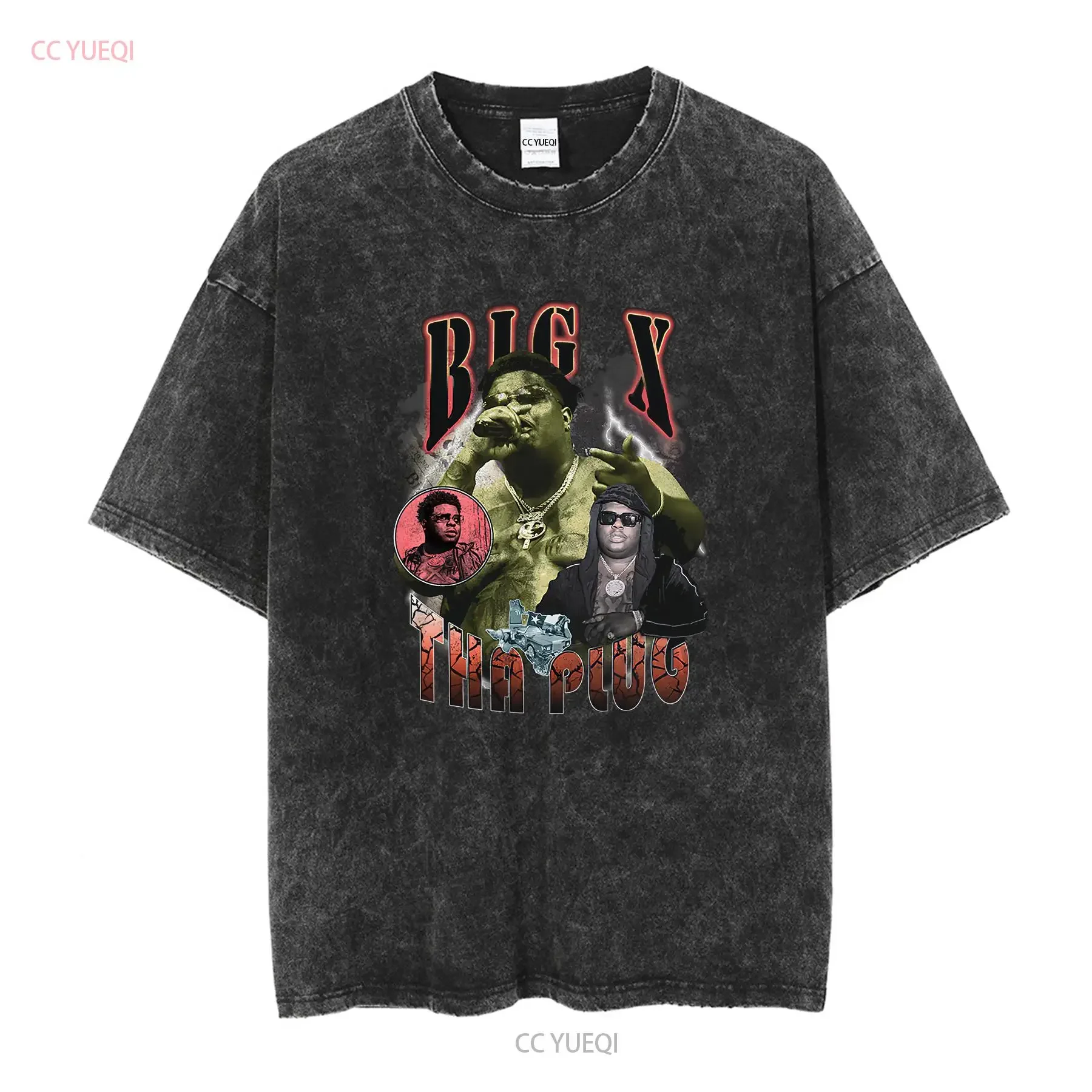 BIG X THA plug texas rap T Shirt heavy weight merch bigxthaplug long or short sleeves vintage Washed fashion Stretched Casual