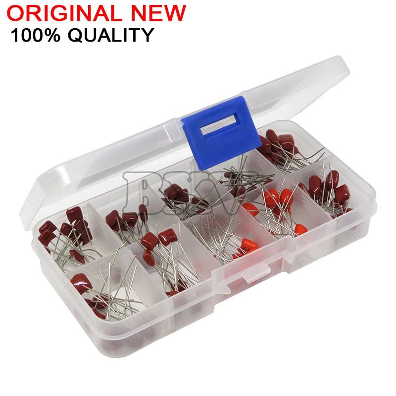 100PCS/LOT 10nF~470nF Metallized Polyester Film Capacitors Assortment Kit High Precision And Stability Samples CBB Capacitor Set