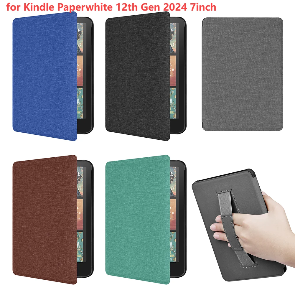 PU Colorsoft Case Soft with Hand Support eReader Cover Auto Wake/Sleep Shockproof for Kindle Paperwhite 2024 7 inch (12th Gen)