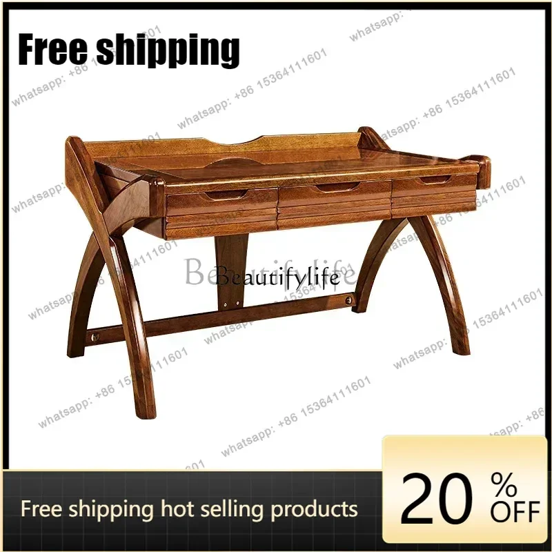 HJ solid wood desk household walnut Chinese study desktop writing desk office calligraphy table