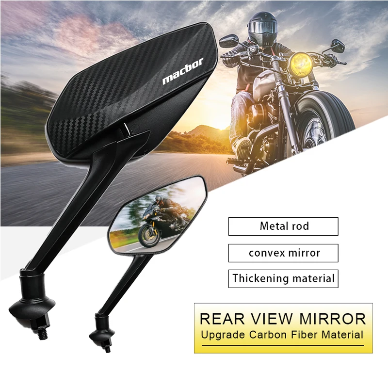 For Macbor Montana XR5 Rockster flat 125 Eight Mile 500 Scrambler ECE CCC Certified Carbon Fiber Adjustable Rearview Mirror