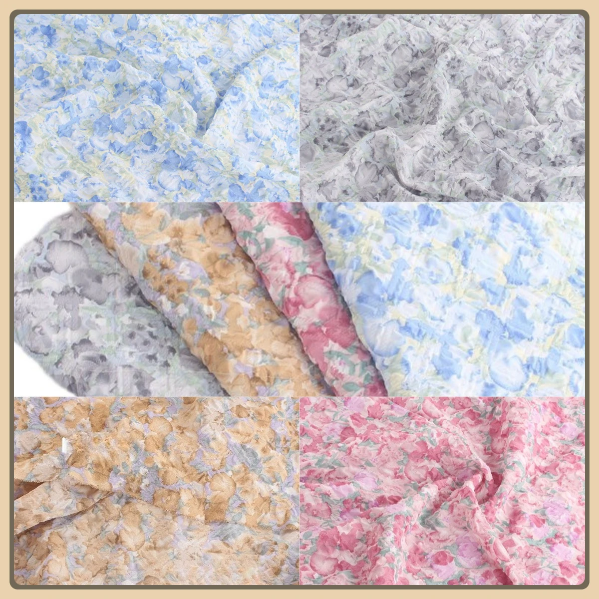 

Летняя шифоновая ткань с принтом пузырей, французская ретро цветочная кукла-рубашка с короткими рукавами, платье, одежда «сделай сам», швейный материал