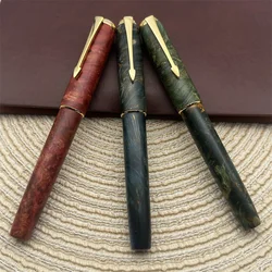 Hongdian A7 3 Colors Stable Wood Unique Texture Fountain Pen NO.6 Hand Polished Long Knife Nib Business Student Writing Gift Pen