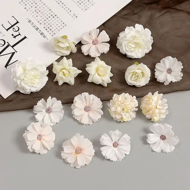 

7/16Pcs Artificial Flowers Head Silk Fake Flowers For Home Decor Garden Party Wedding Decoration Craft Wreath Accessories