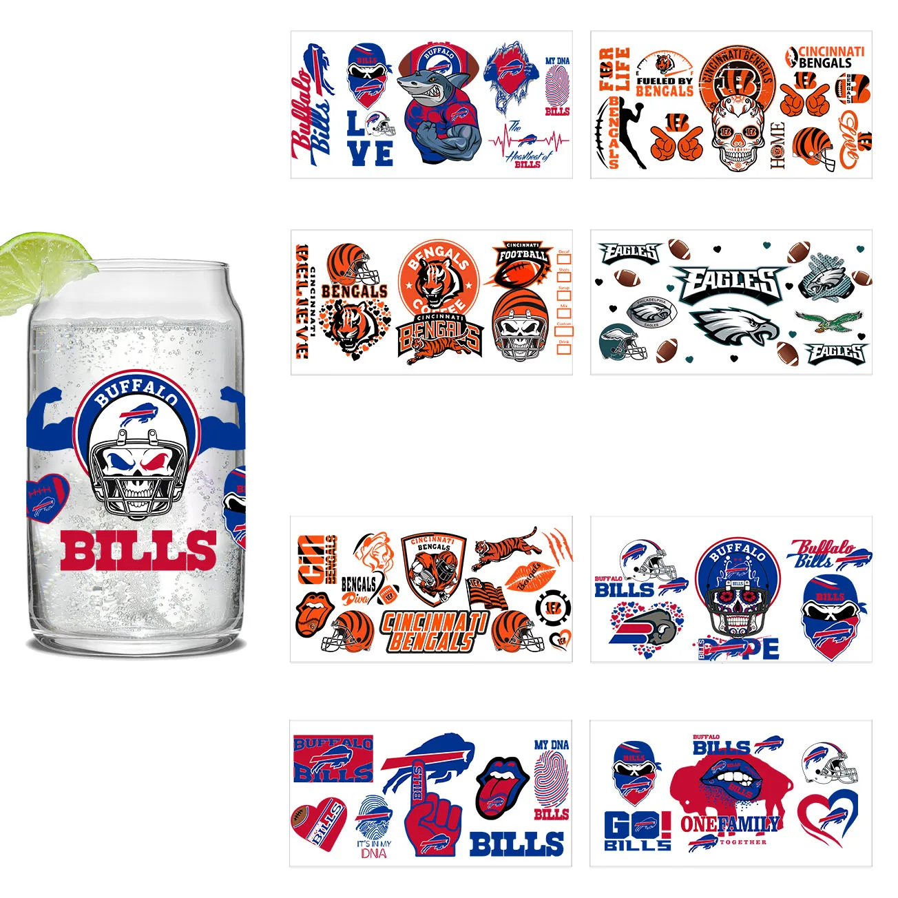 5 folhas série de futebol fácil casca decalques diy à prova d' água transferências 3d adesivos de cristal uvdtf 16oz uv dtf copo tumbler envoltórios
