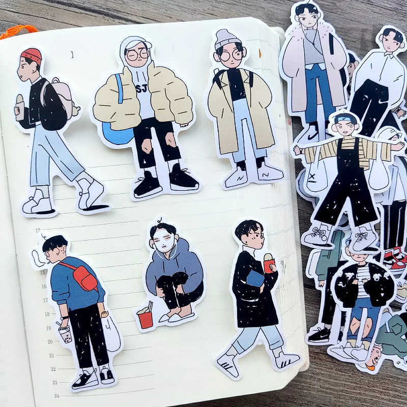 17pcs Hand Account Sticker Cute Salt Korean Boy Diy Album Scrapbooking Diary Planner Journal Sticker Decorative Label For Kids