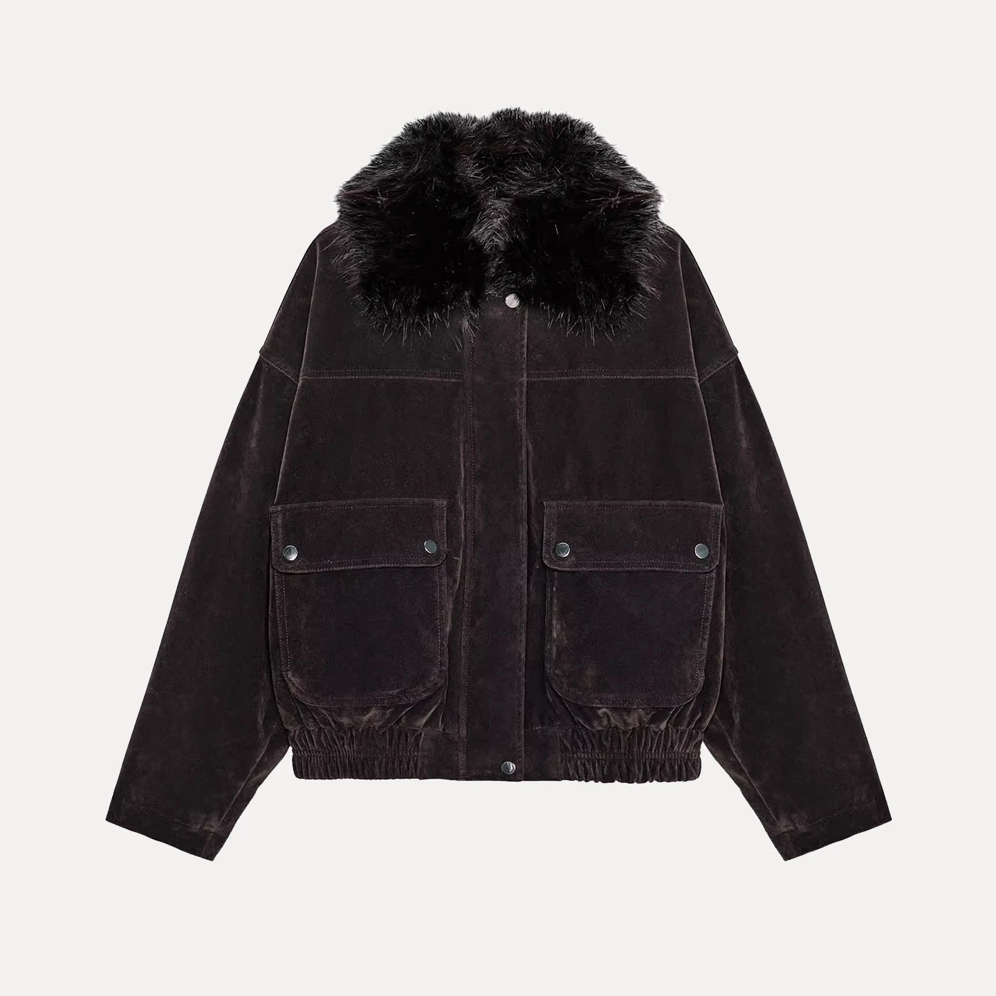 ファッショナブルなゆったりとした女性用ジャケット、2025年冬、シンプルで個性的なファー襟付きジッパーロングコート、エレガントな女性用スリーブコート