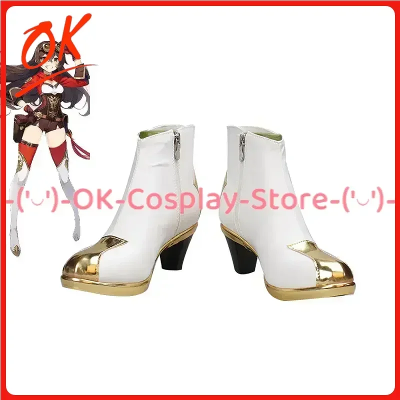 [حسب الطلب] أحذية Genshin Impact Amber التأثيرية أزياء لعب الأدوار الدعامة للهالوين كرنفال عطلة حفلة بولي PU الأحذية الجلدية