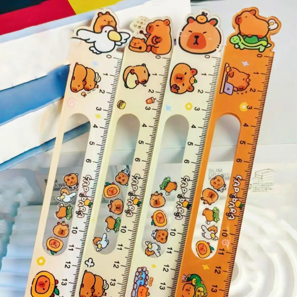 Stationery Capybara Boring Shaking Toy Ruler Swinging Toy Kawaii Student Straight Ruler Funny Cute Math Drawing Ruler Kids