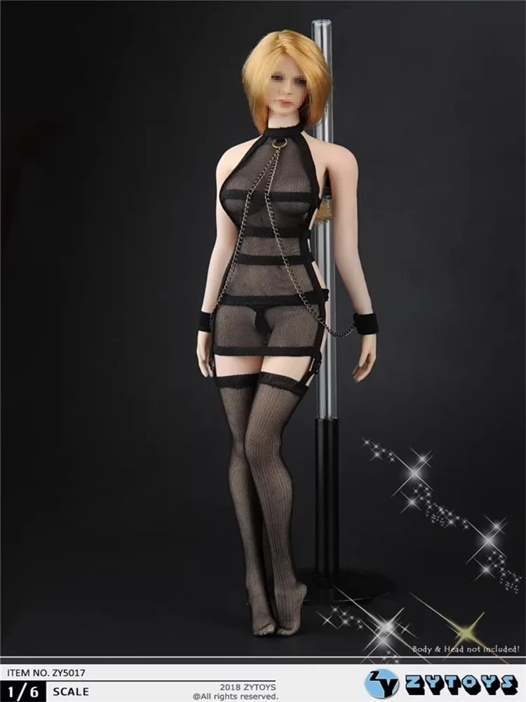 ZYTOYS ZY5017 1/6 Female Soldier Fashion Mesh See-through Underwear Stocking Clothes Set Fit 12'' Action Figure In Stock