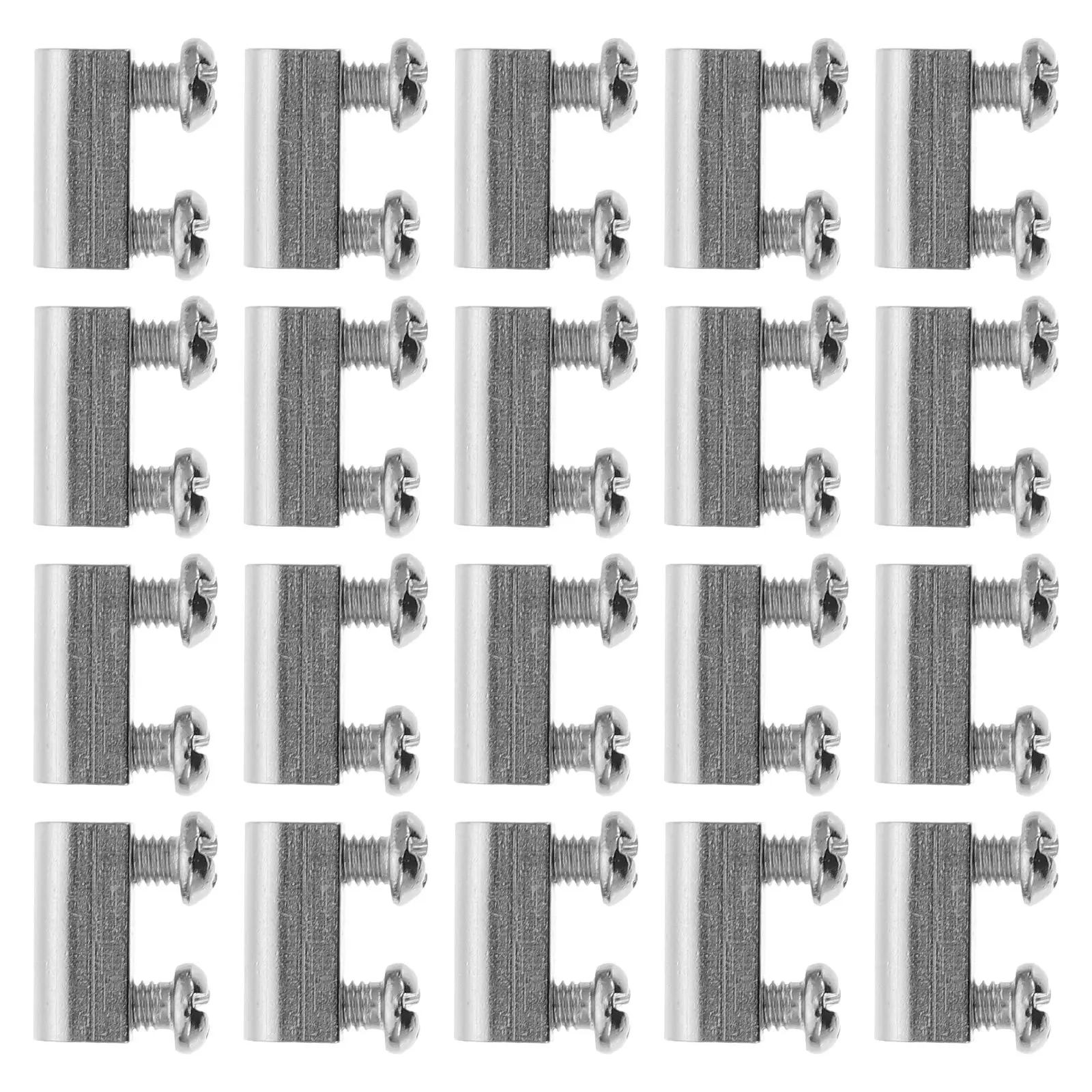 20Sets Double-Way Cable Clamps Wire Rope Clamps Silver High Temperature Corrosion Resistant for Ceiling Chandeliers