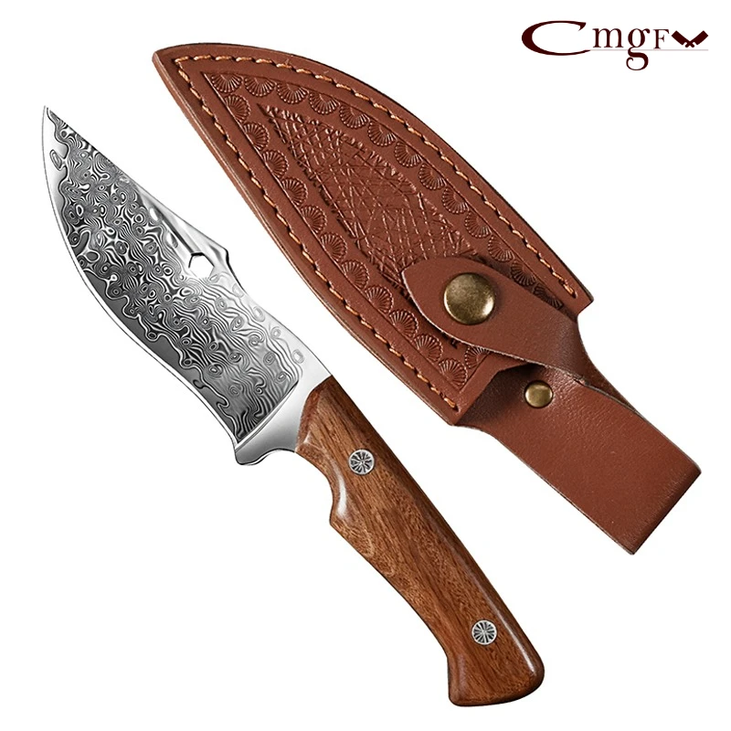 8-Inch Professional Chef Kitchen Knife Damascus Steel Sharp Curved Blade for Bone cutting Slicing Vegetables Meat Cleaver