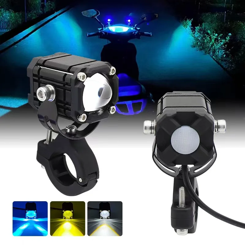 12V-85V LED headlights, suitable for sports street motorcycles and cars, 4-color flashing IP68 level headlights