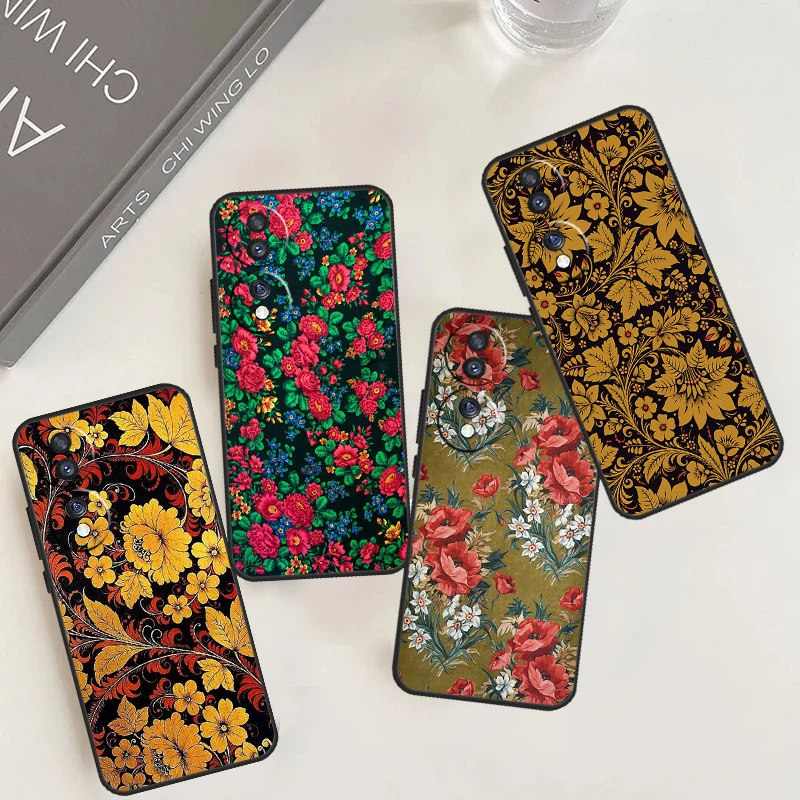 Russian Scarf Floral Case For Honor X9b X8b X7 X8 X9 X6a X7a X8a X9a Cover For Honor Magic 5 6 Pro 50 70 90 Lite