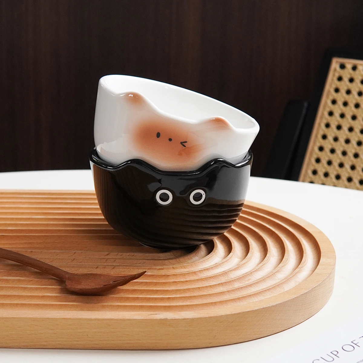 1Pc Cute Siamese Cat Ceramic Rice Bowl, Exquisite and Aesthetically Pleasing Cat Rice Bowl, Light Food Salad Bowl, Suitable for Home Kitchen Table Decoration, Daily Breakfast Bowl, Living Room Fruit Bowl, Afternoon Tea Dessert Bowl, Gift Item
