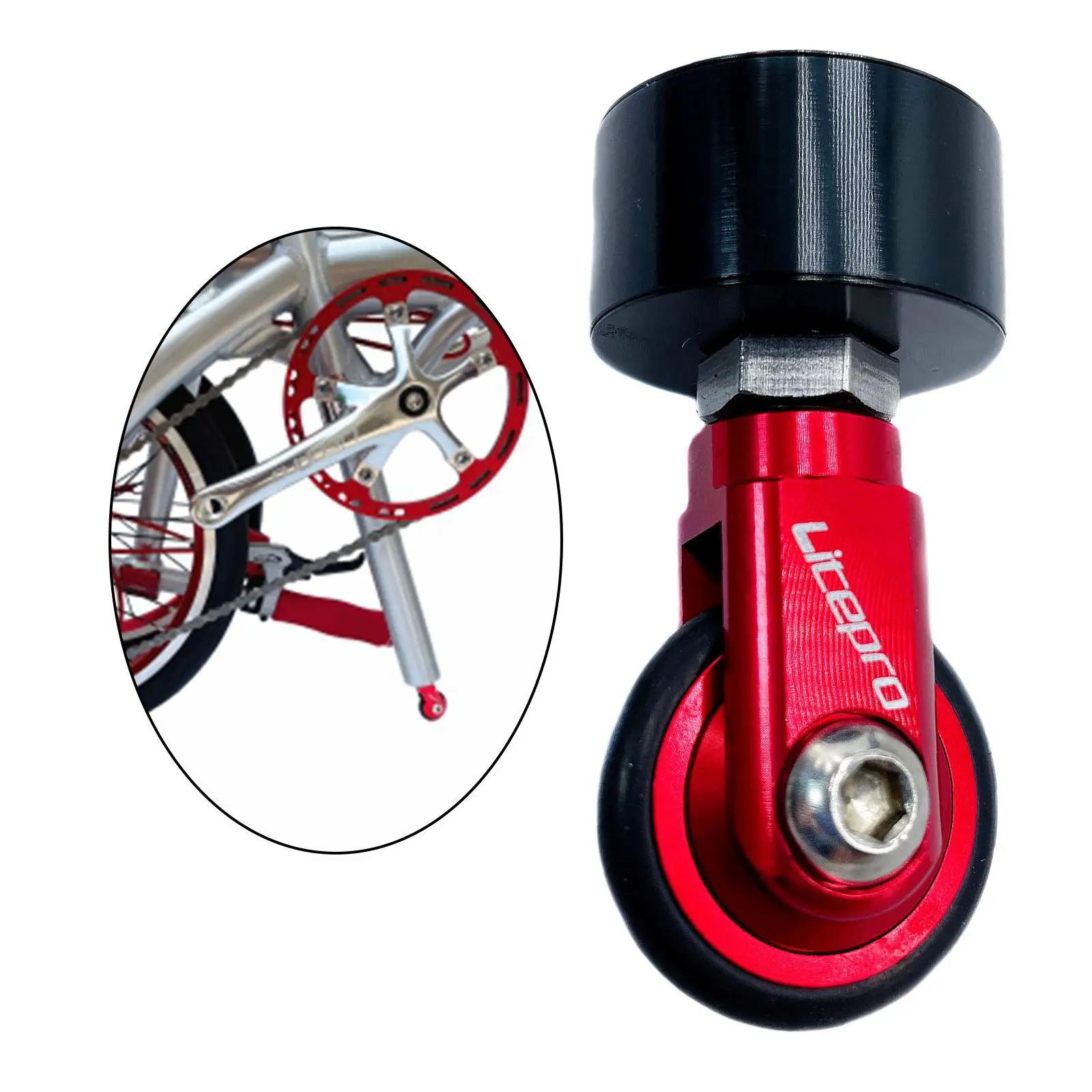 

Folding Bike to Push Wheel Aluminium Alloy Embedded Easy Move Roller Bicycle Accessory for Folding Bike Travel
