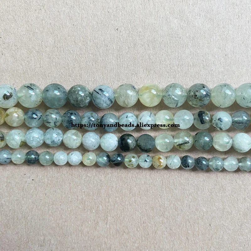 Genuine Semi-precious Natural B Quality Mixed Green Prehnite Stone Round Loose Beads 6 8 10mm For Jewelry Making DIY