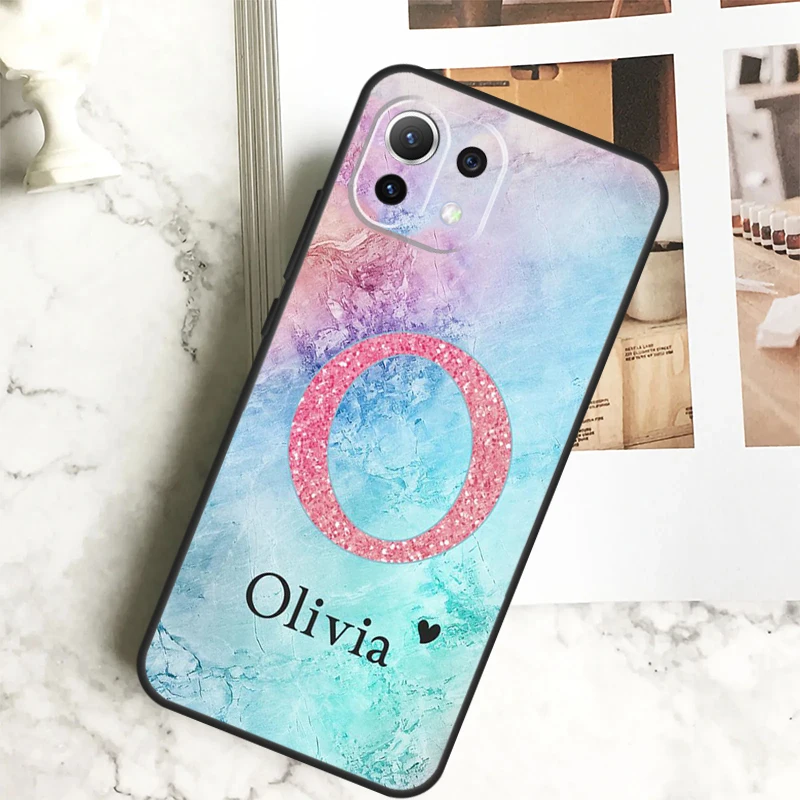 PERSONALISED initials name rainbow Case For Xiaomi 13 14 Pro Ultra 12 13 Lite 11T 12T 13T POCO F5 M6 X3 X5 X6 Pro F3 M5s Cover