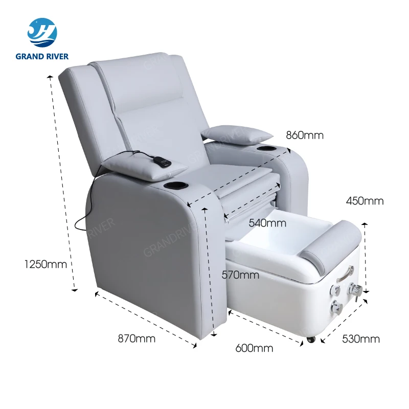 Customized Comfortable Glass Base PVC Leather Spa Pedicure Chair