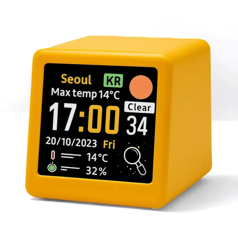 Compact Portable Smart WiFi Weather Station Temperature, Humidity, and Time Display Smart Alarm Clock for Home and Office Use