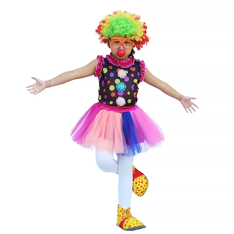 Costume cosplay da clown per bambini oversize Carnevale di Halloween Tuta natalizia Abbigliamento da compleanno da 3 a 12 anni