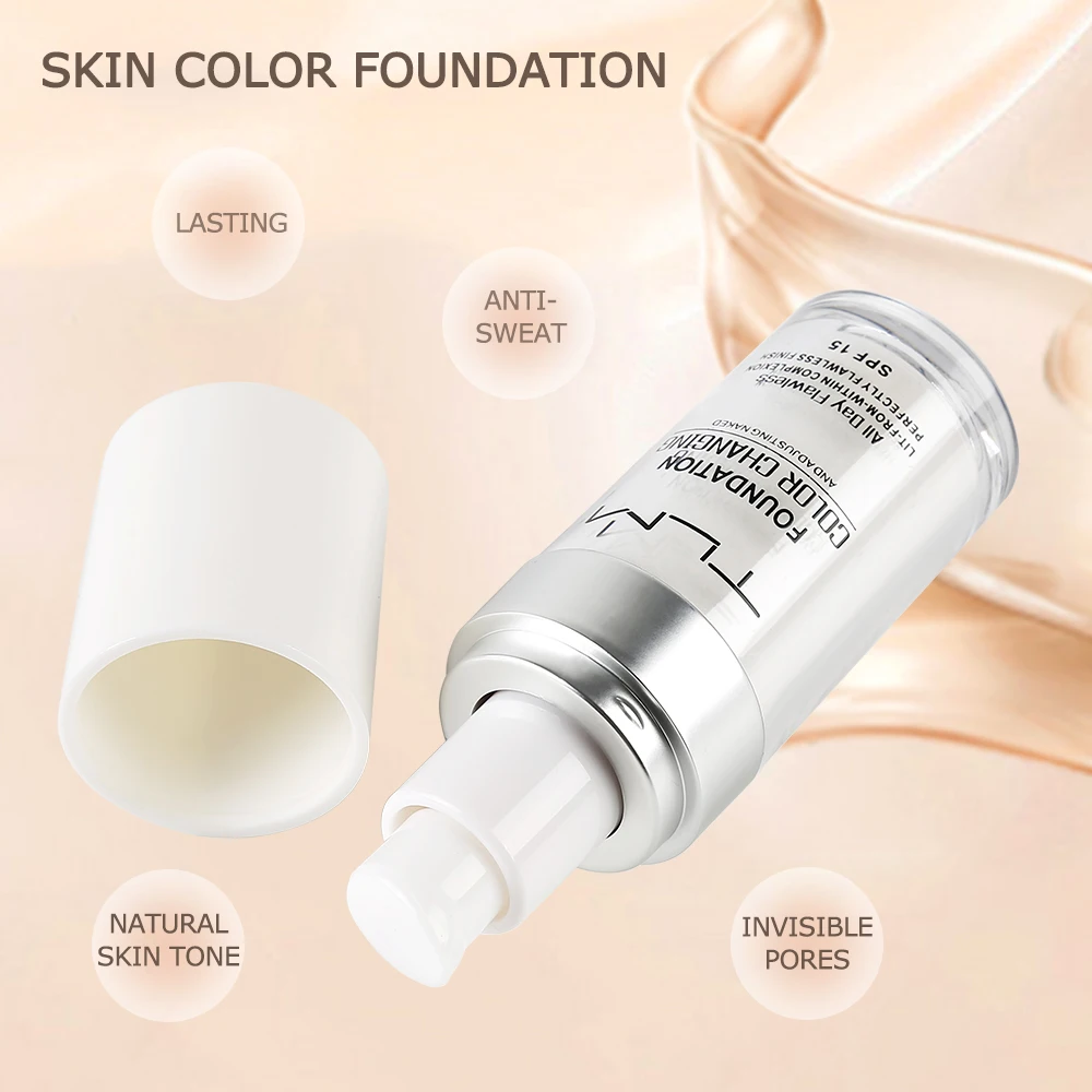 TLM 30ml Liquid Foundation Temperature Color Changing Oil-control Concealer Cream Hydrating Long Lasting Makeup Foundation TSLM1