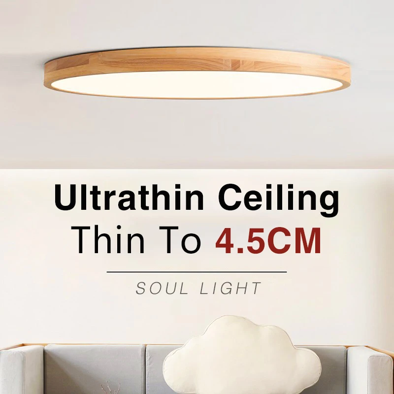 

Ultrathin Ceiling Light LED Modern Round Decoration Lamp For Living Room Bedroom Study Foyer Home Indoor Wooden Decor Lighting