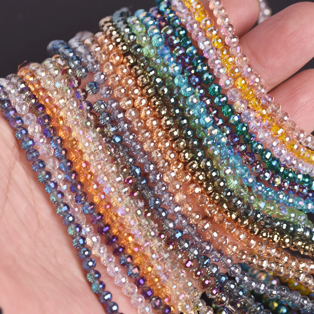 95pcs 4mm Round 96 Facets Colorful Faceted Crystal Glass Beads Lot For Jewelry Making DIY Crafts Findings