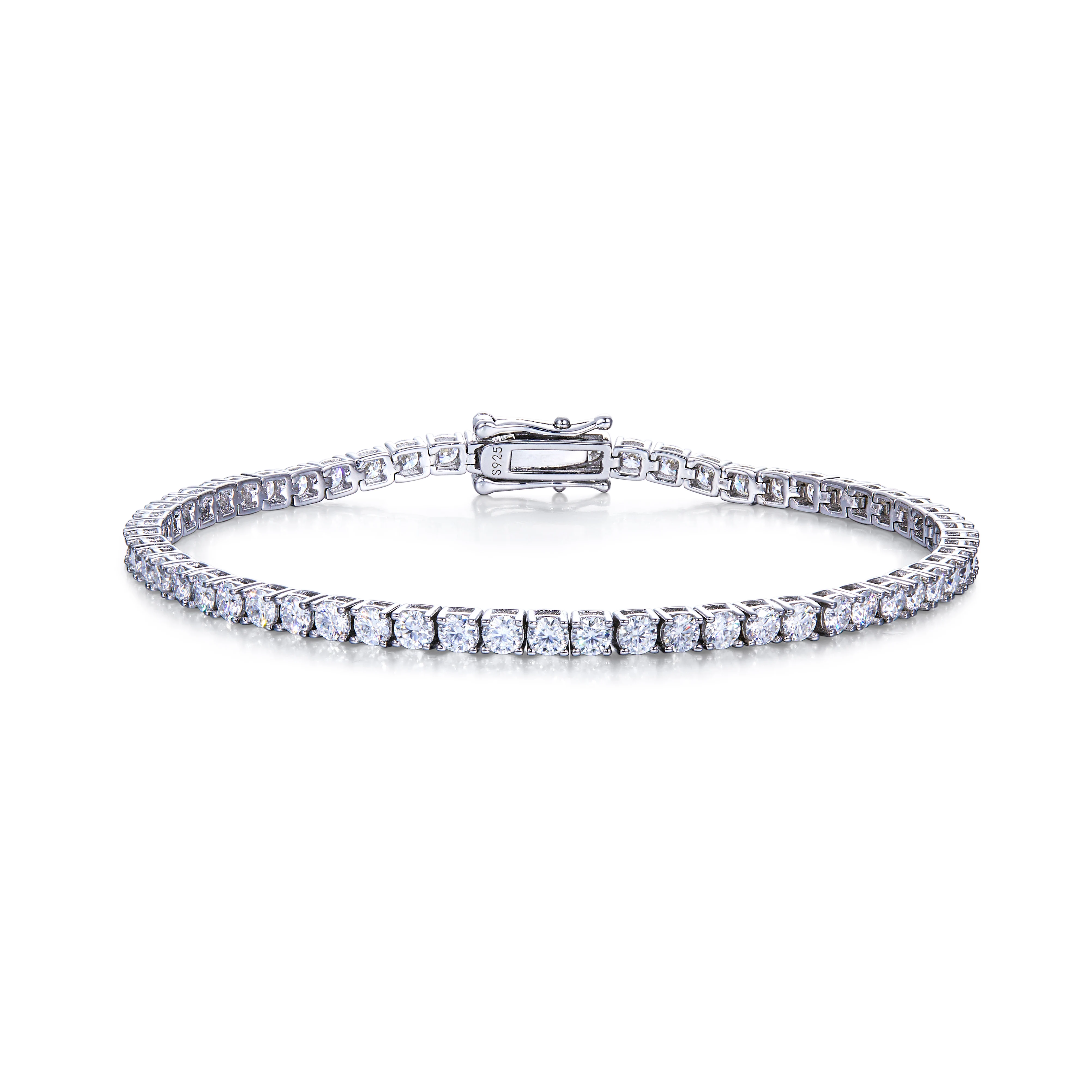 

HanYu Classic Four Claw Setting S925 Silver Plated 18K White Gold D VVS Moissanite Tennis Bracelet