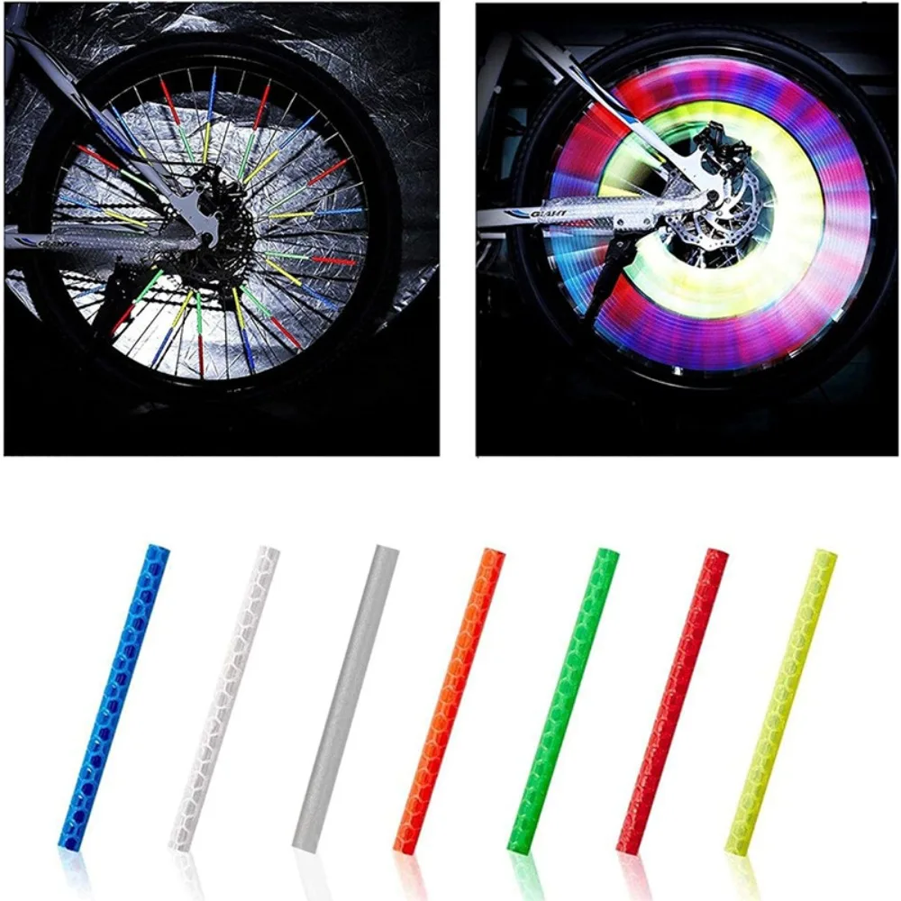 12pcs/set DIY Bicycle Wheel Spokes Safety Warning Dazzle Effect Colorful Tube Reflector Sticker Easy Installation Applicability