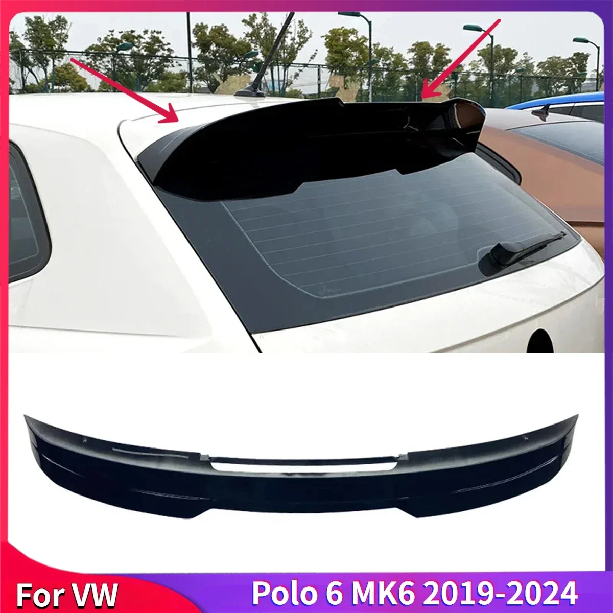 

For VW 6 MK6 2018-2024 GTI ABS Rear Roof Spoilers Wing Car Tail Tailgate Splitter Trunk Top Spoiler BodyKit Auto Parts