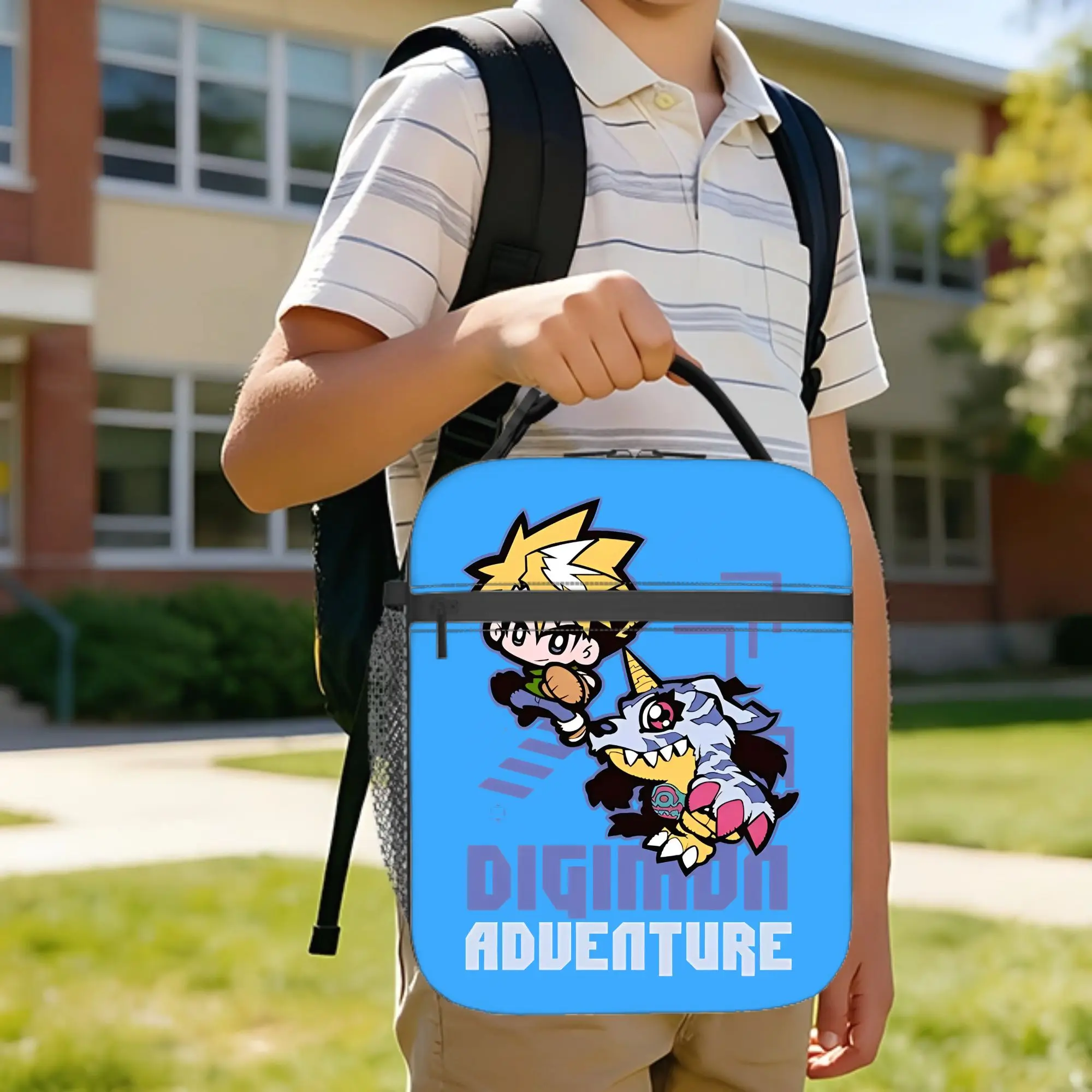 

Digimon Adventure Yamato gabumon Insulated Lunch Bags Thermal Bag Meal Container Large Tote Lunch Box Food Storage Bags School