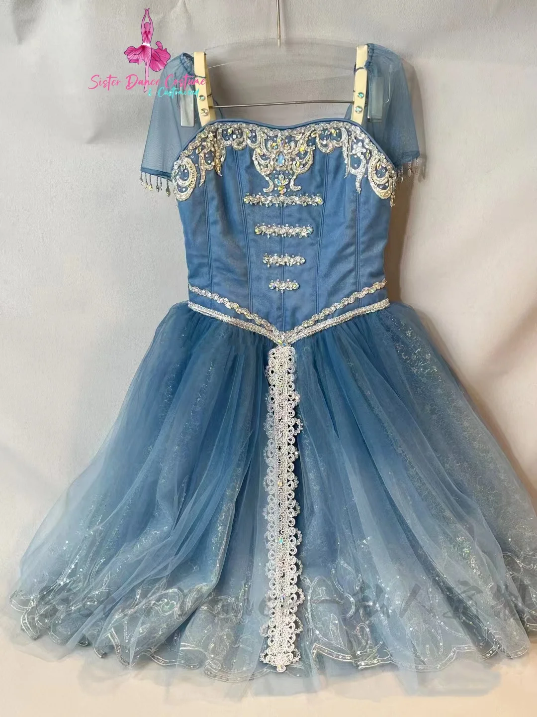 Vestido de competición de escenario personalizado para niños y mujeres, tutú con escena de Lago de los Cisnes, novedad de 2024