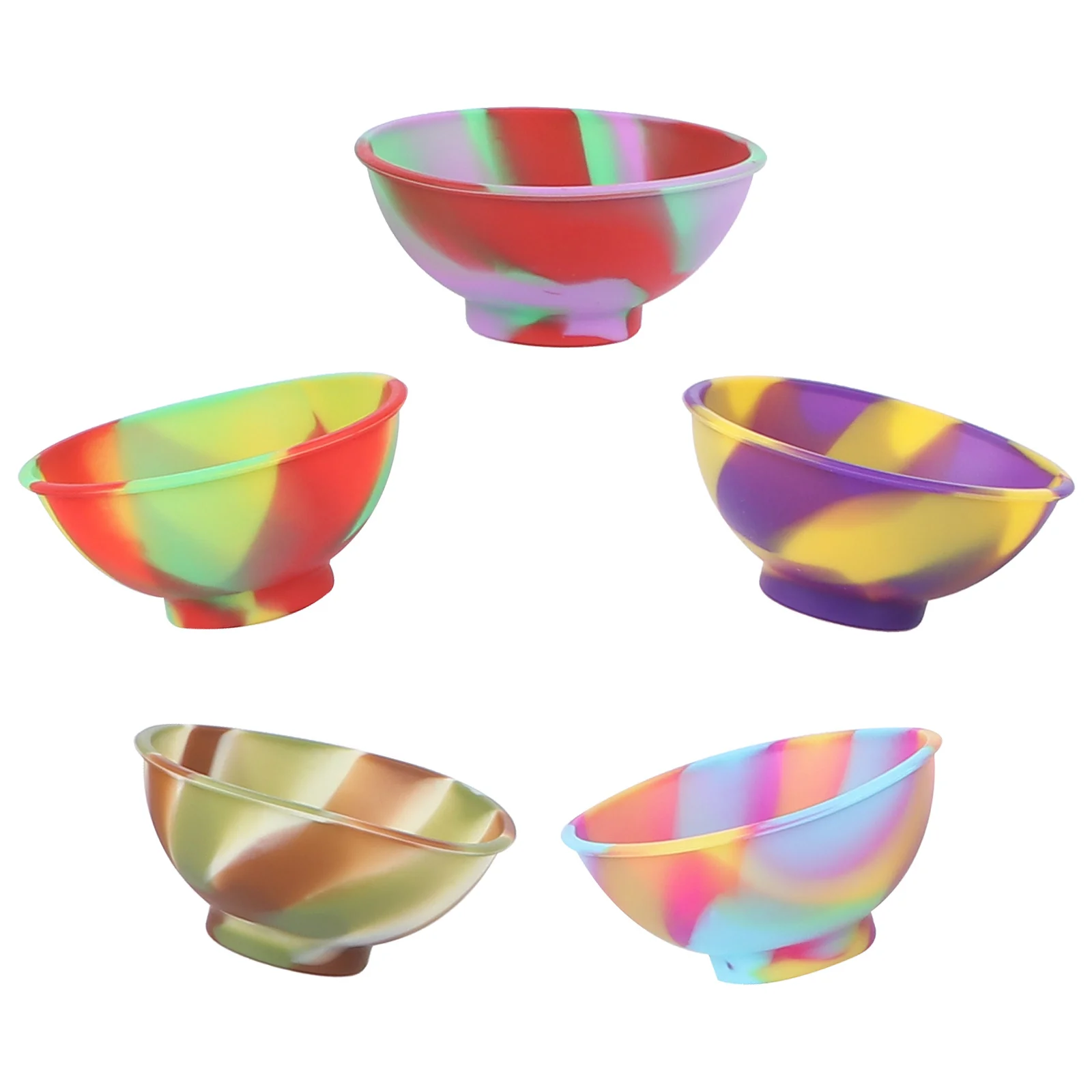 

5pcs Silicone Baby Feeding Bowls Heat Resistant Non Slip Reusable Kids Mealtime Dishes For Rice Snack Food Storage
