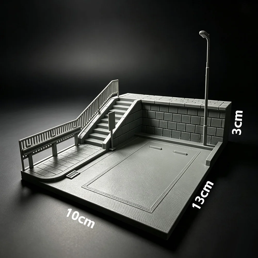 1:64 Mini Miniature Park Parking Scene Car Model Ornament 3D Printed DIY Scene White Model Desktop Display Decor Stand