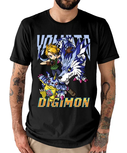 Camiseta unisex Digimon Matt y Gabumon Garurumon Cotton anime T-shirt