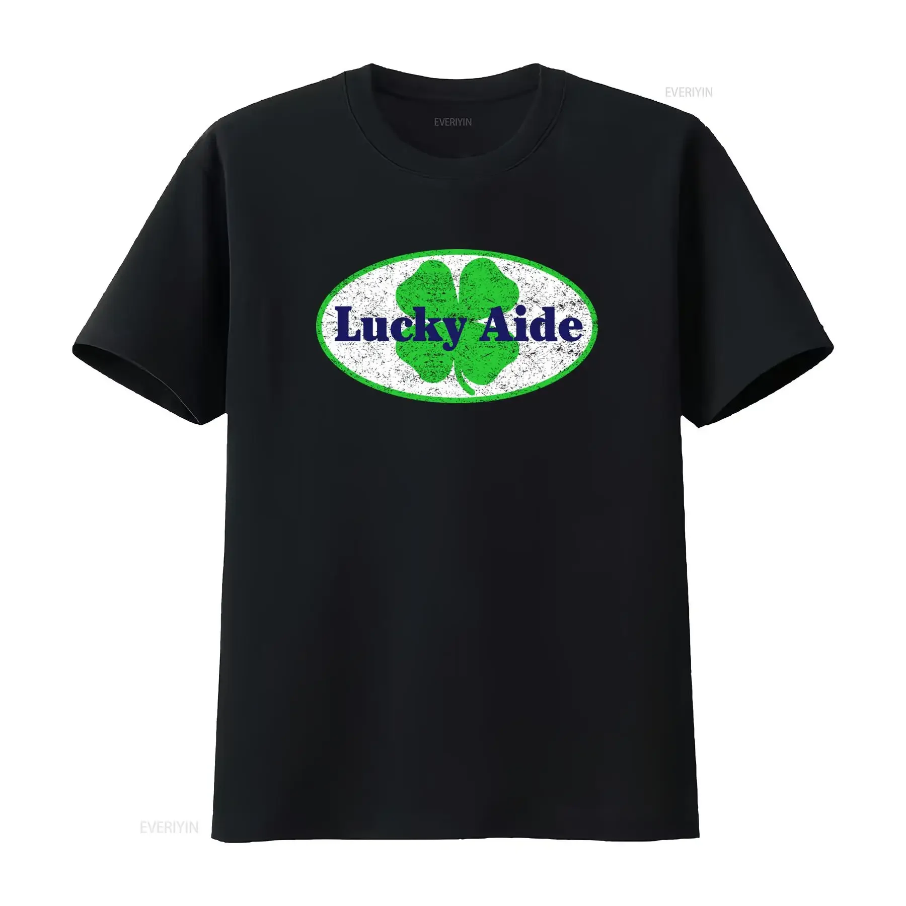 Lucky Aide T Shirt with Malcolm Symbol Company Sign Logo in the Middle for Supermarket vintage Washed Slightly fashion homme