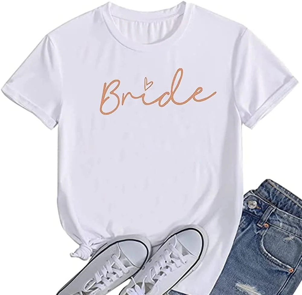 Team Bride Women T shirt Bride To Be Squad Evjf Bachelorette Hen Party Bridesmaid Wedding Tops Tee T853