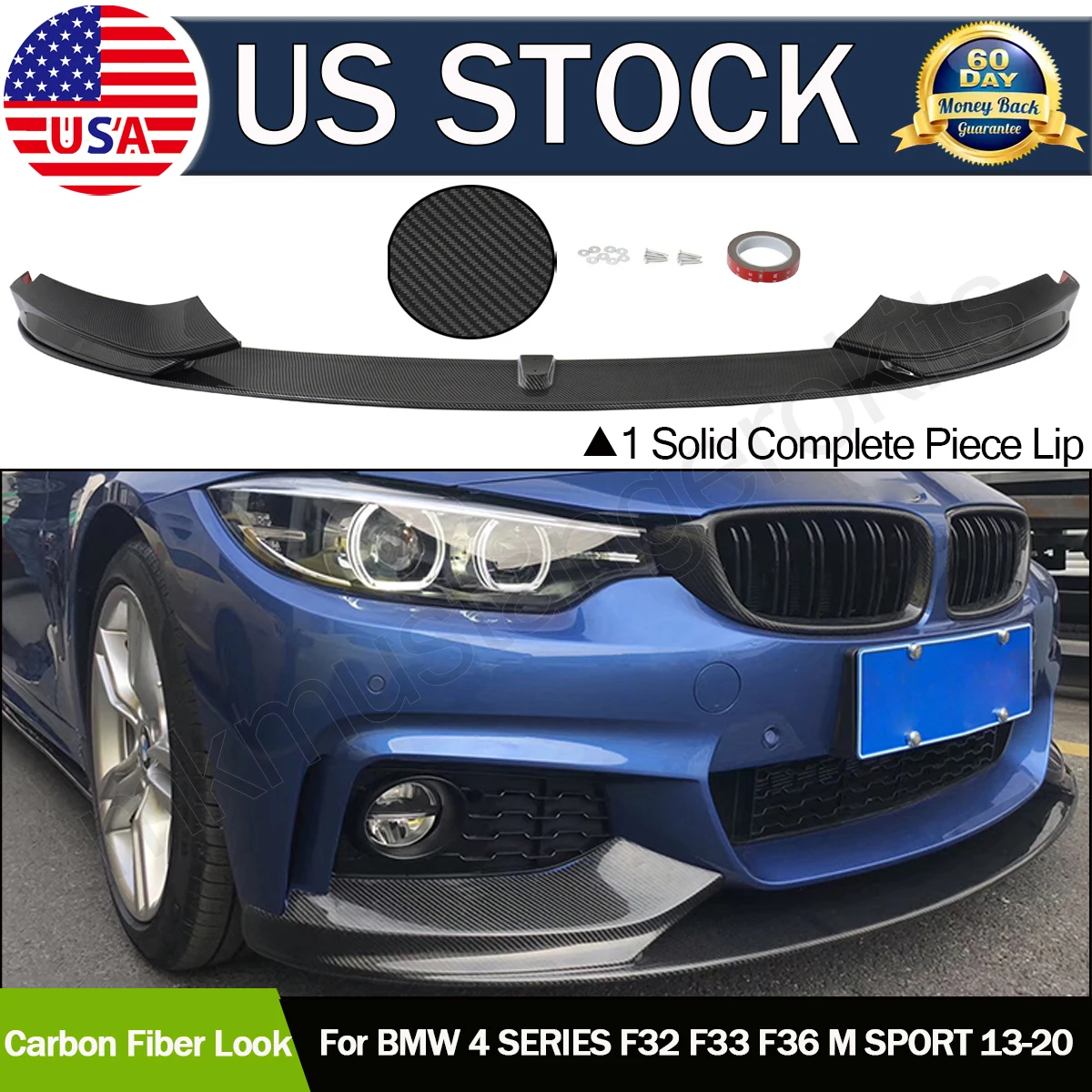 MagicKit Carbon Fiber Look Front DIFFUSER Spoiler Splitter Lip Chin for BMW F32 M-Sport